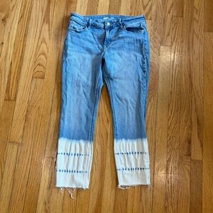Tie dye dipped cropped jeans